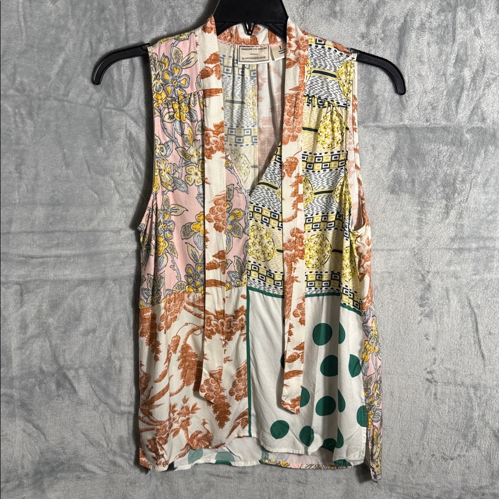 Moulinette Soeurs blouse Multicolor Patterned Anthropologie sleeveless blouse